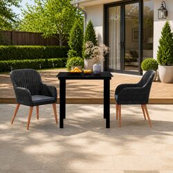 Garden Dining Set Specifications: 3 Piece, Black
