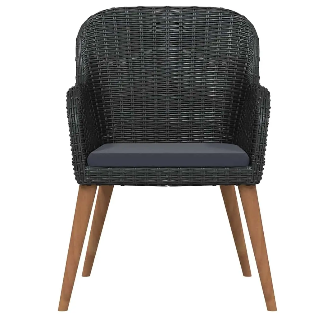 Garden Dining Set 3 Piece Outdoor Furniture Table Chairs with Cushions Black