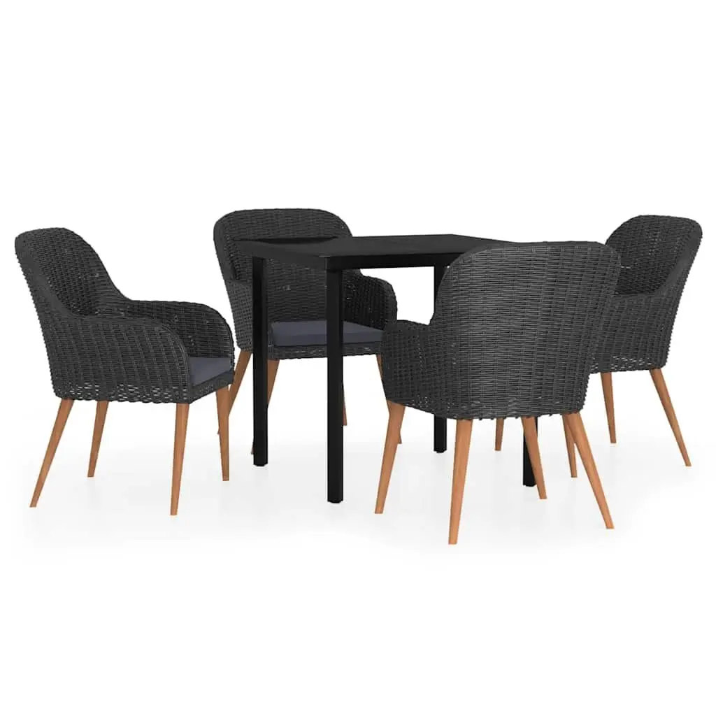 Garden Dining Set Outdoor Patio Furniture 5 Piece Black