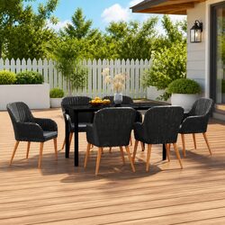 Specifications of 7 Piece Outdoor Dining Set: Black