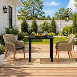 Garden Dining Set 3 Piece Outdoor Furniture Table Chairs with Cushions Brown