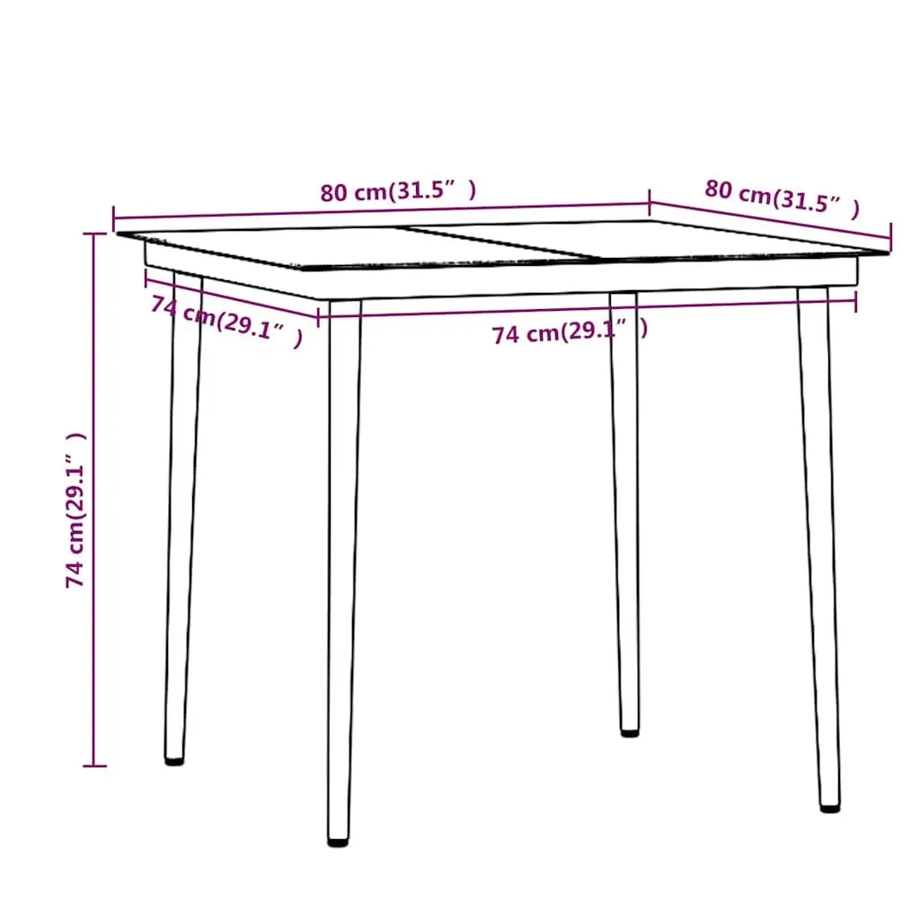 Garden Dining Set Outdoor Use 3 Piece Brown Table Chairs with Cushions