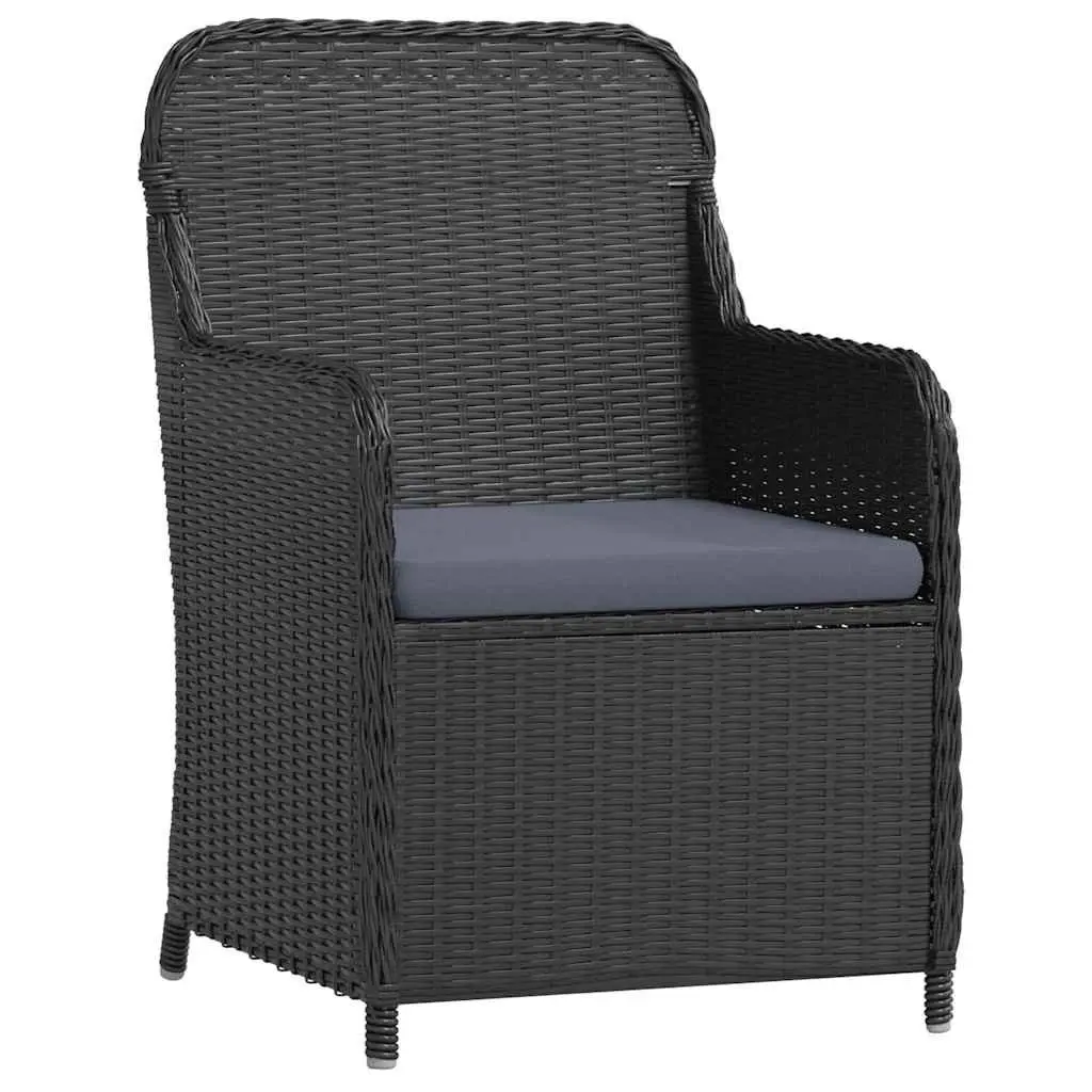 5 Piece Outdoor Dining Set Black Garden Patio Furniture Table Chairs Cushions