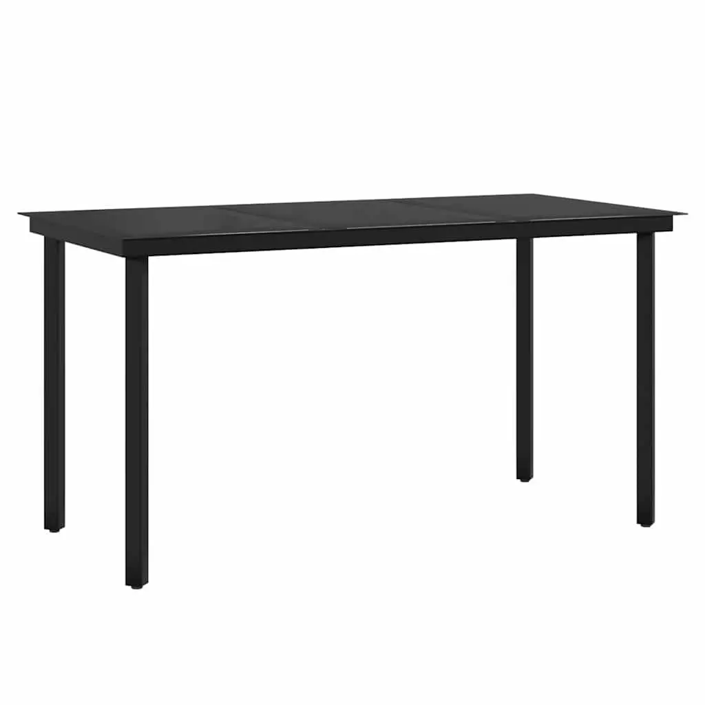 5 Piece Outdoor Garden Dining Set Patio Use Black Steel Frame Rattan Chairs Glass Table