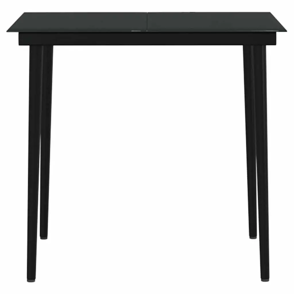 5 Piece Garden Dining Set Black Outdoor Patio Furniture with Cushions Glass