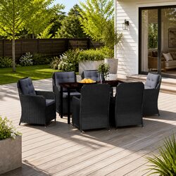 Specifications of 7 Piece Garden Dining Set - Black Steel Frame