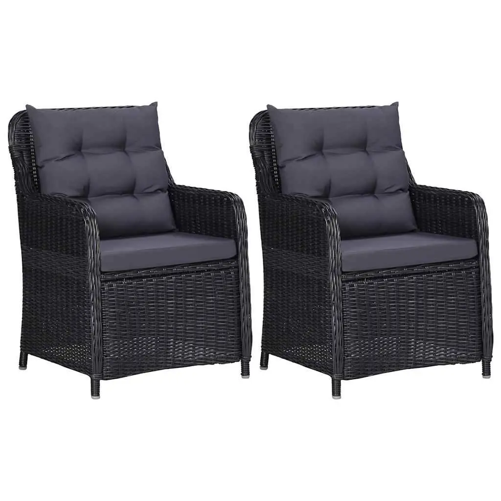 3 Piece Garden Dining Set Black Outdoor Furniture Patio Table Chairs