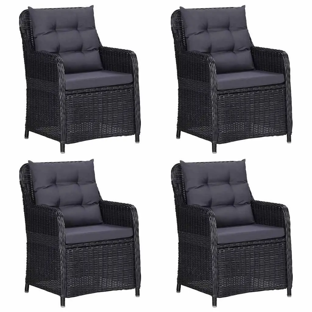 5 Piece Garden Dining Set Outdoor Furniture Black Steel Frame PE Rattan Chairs