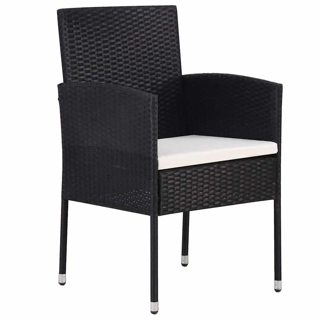 5 Piece Outdoor Garden Dining Set Patio Black Steel Frame Glass Tabletop