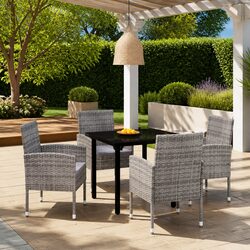 Garden Dining Set - 5 Piece, Steel Frame, Anthracite
