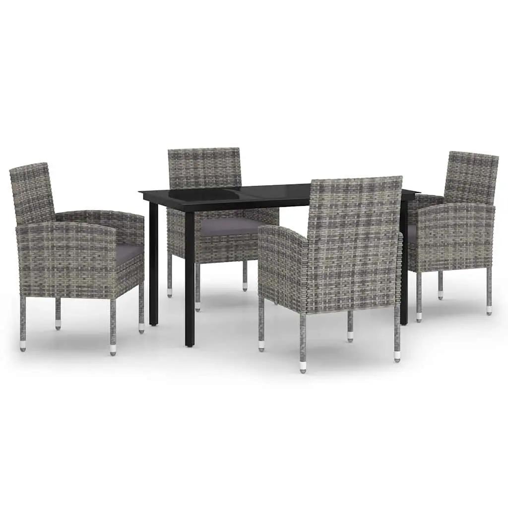5 Piece Garden Dining Set Outdoor Patio Furniture Anthracite Steel Frame Glass