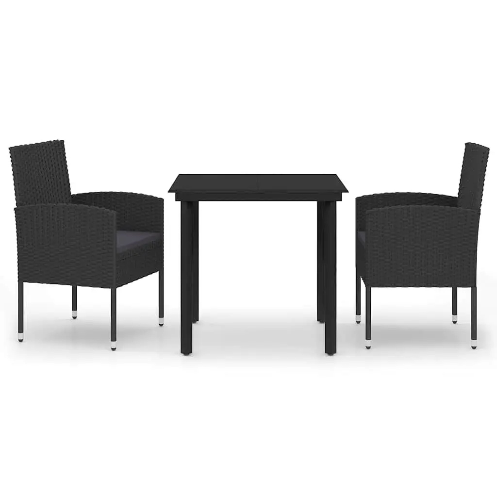 Garden Dining Set Outdoor Furniture 3 Piece Patio Table Chairs Black