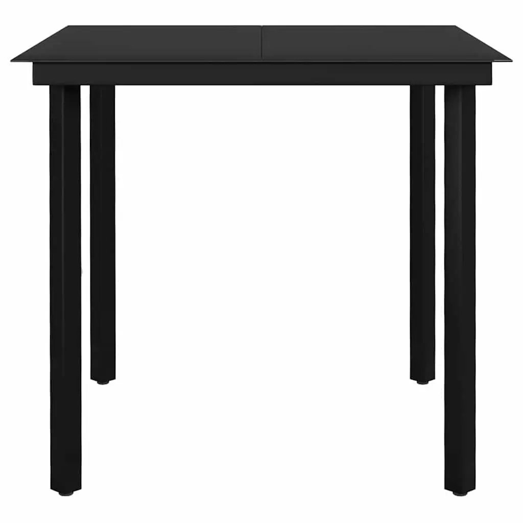Garden Dining Set 5 Piece Outdoor Furniture Black Steel Frame Glass Table Chairs