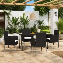 5 Piece Outdoor Dining Set - Steel Frame, Glass Top