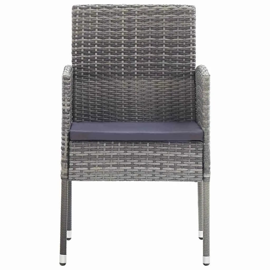 5 Piece Patio Dining Set Anthracite Steel Frame Glass Top Garden Chairs