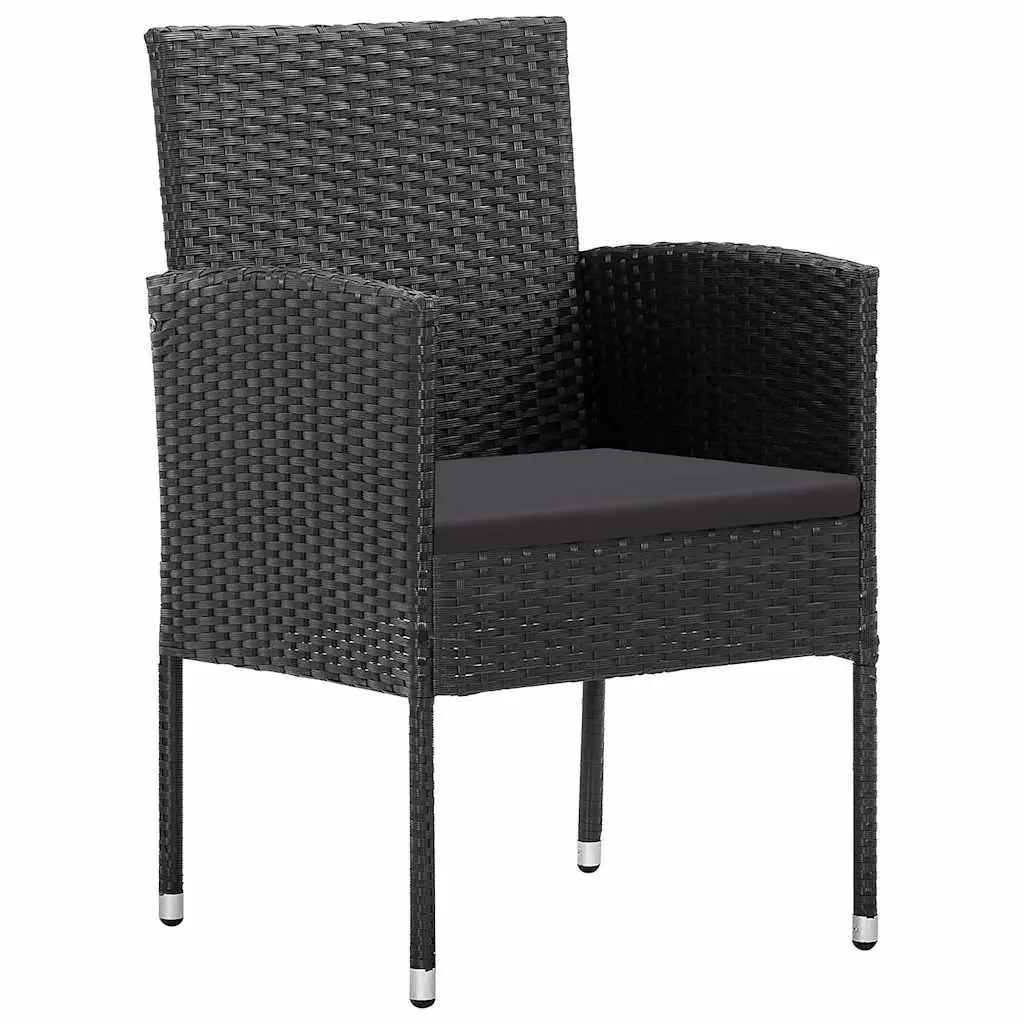 5 Piece Outdoor Dining Set Garden Patio Furniture Black Rattan Chairs Glass