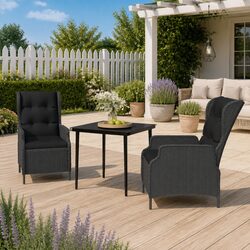 3 Piece Garden Dining Set with Grey Reclining Chairs
