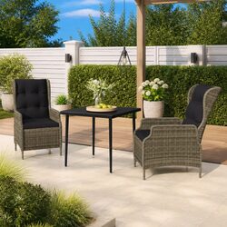 3-Piece Outdoor Furniture Set: Glass Table & Reclining Chairs