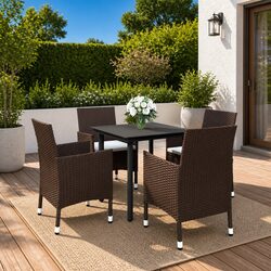 5-Piece Dining Set: Glass Table and Rattan Chairs