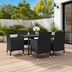 Detailed Specs: 7 Piece Outdoor Dining Set with Glass Table