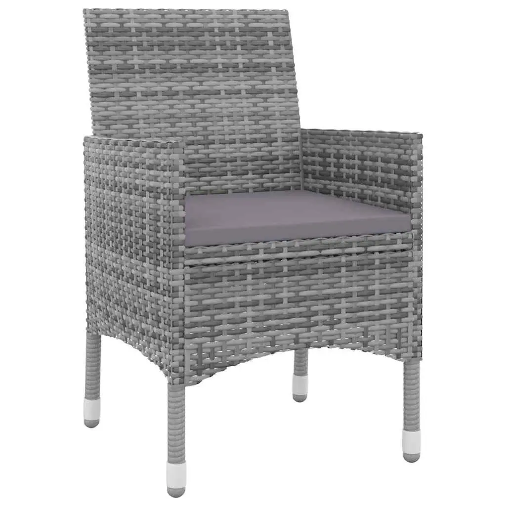 Garden Dining Set Outdoor Use 7 Piece Grey Poly Rattan Glass Table Chairs