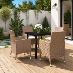 Garden Dining Set: 5 Pieces with Steel Frame and Cushions
