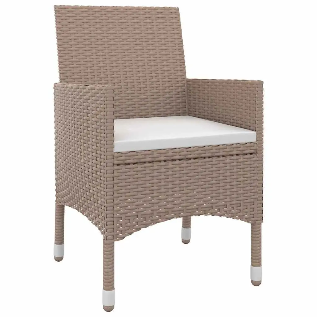 Garden Dining Set 5 Piece Outdoor Use Beige PE Rattan Chairs Table with Cushions