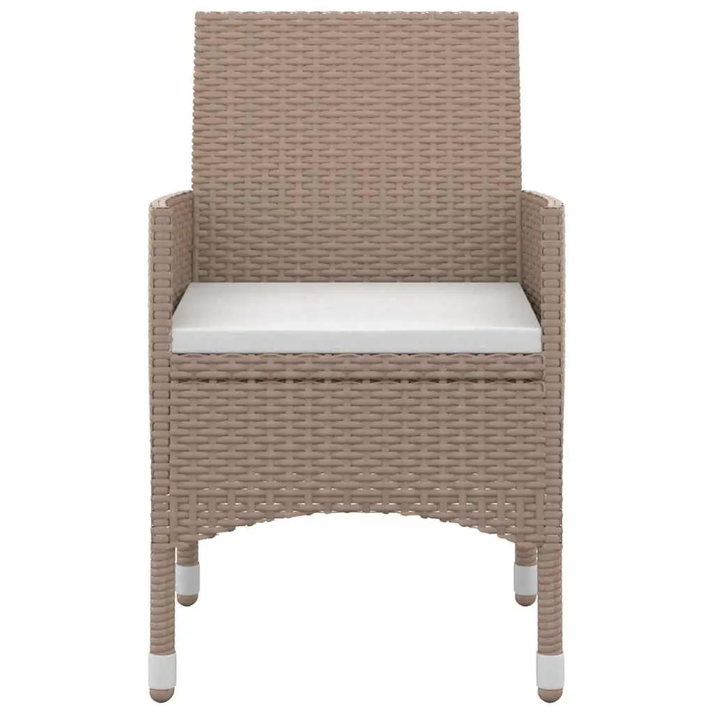 Garden Dining Set 5 Piece Outdoor Use Beige PE Rattan Chairs Table with Cushions