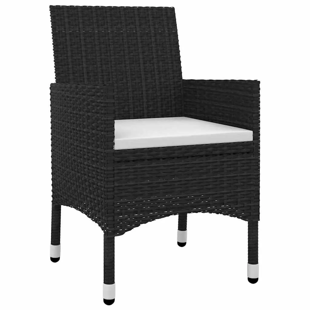 Garden Dining Set 3 Piece Outdoor Furniture Poly Rattan Chairs Glass Table