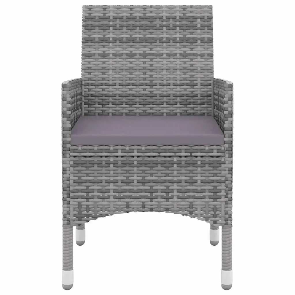 Garden Dining Set Outdoor Use 5 Piece Grey Poly Rattan Glass Table Chairs