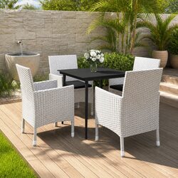 Garden Dining Set 5 Piece Outdoor Furniture PE Rattan Glass Table Cushioned