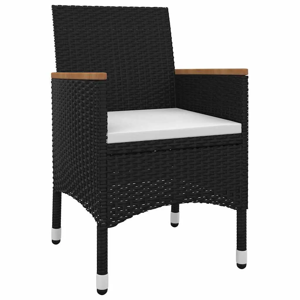Outdoor Furniture Set 5 Piece Dining Rattan Chairs with Glass Table for Garden Black