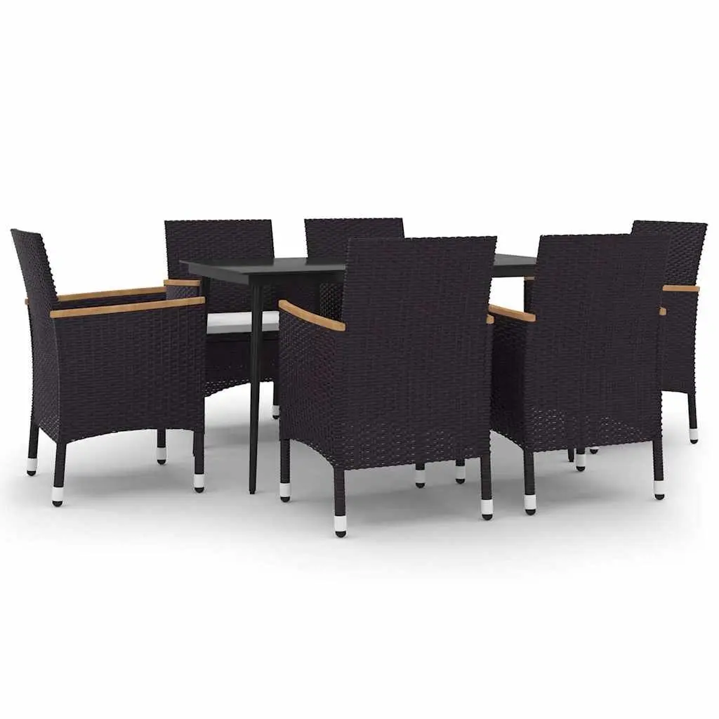 Garden Dining Set Outdoor Patio Furniture 7 Piece Glass Table Rattan Chairs