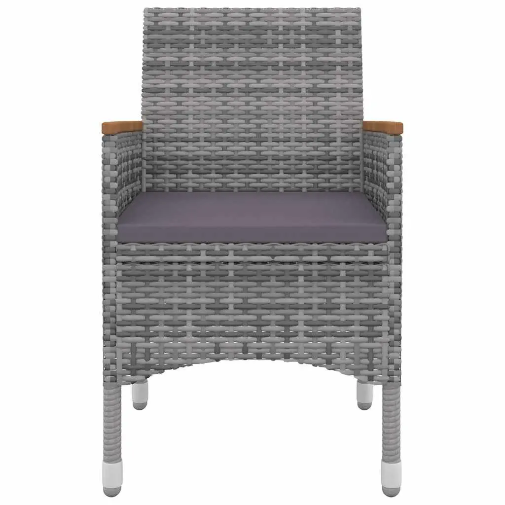 Outdoor Dining Set 7 Piece Garden Furniture Grey Poly Rattan Glass Table Chairs