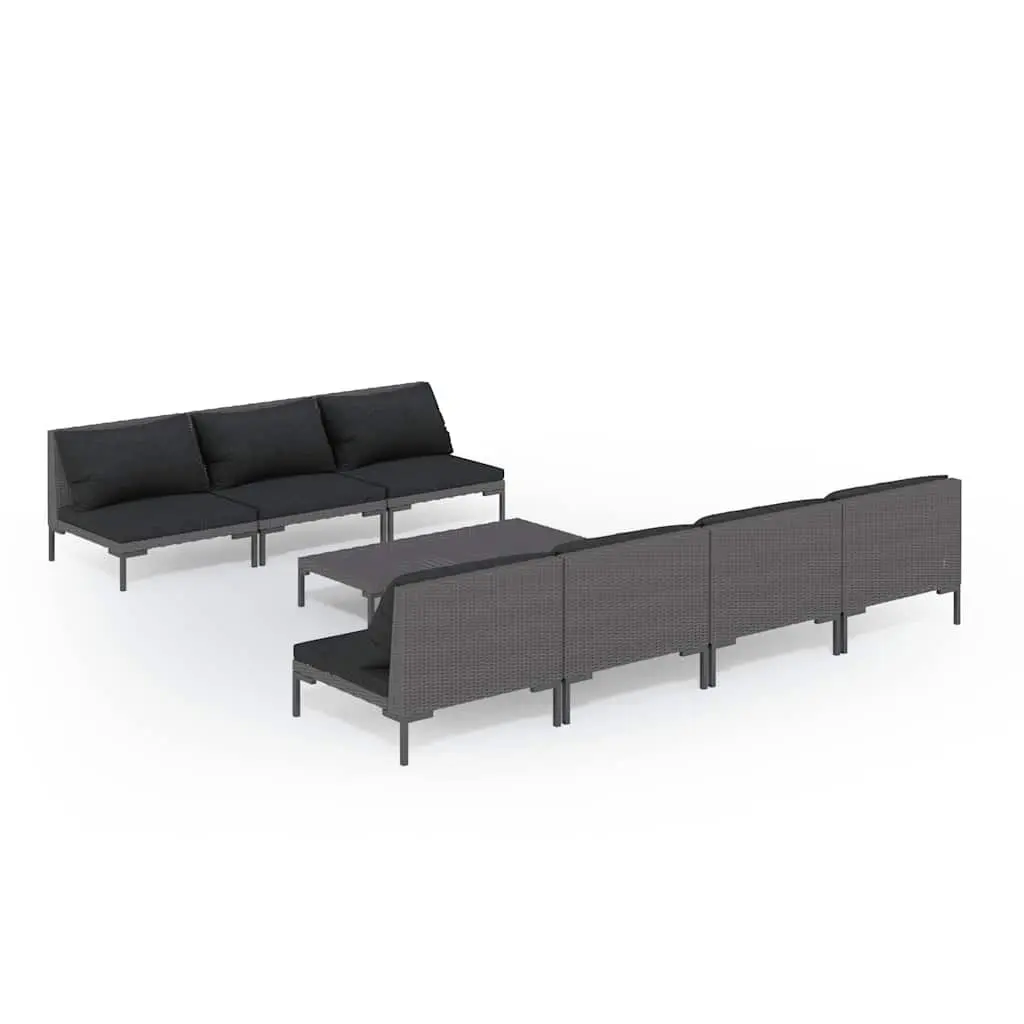 8 Piece Garden Lounge Set Outdoor Patio Furniture Grey Rattan Sofa