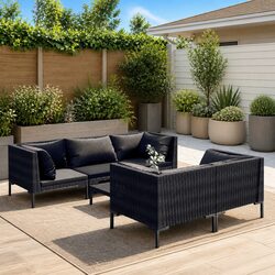 Garden Lounge Set Specifications: 6-Piece Rattan Sofa