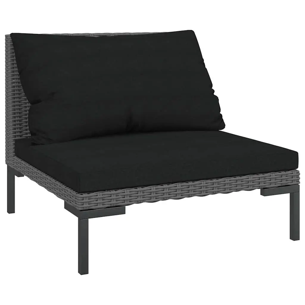 Garden Lounge Set 6 Piece Outdoor Furniture Grey Patio Rattan Sofa with Cushions