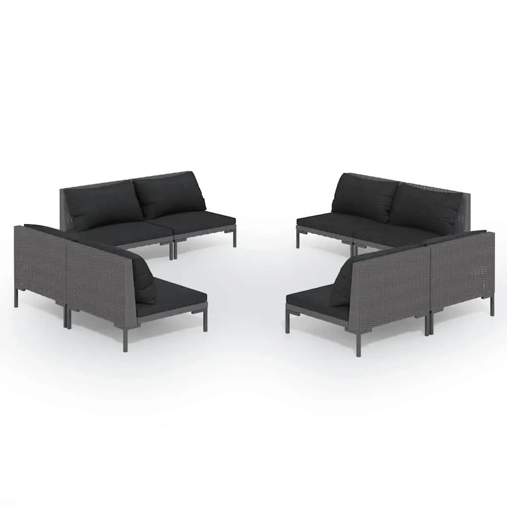 Garden Lounge Set Outdoor Furniture 8 Piece Grey Rattan Patio Sofa with Cushions