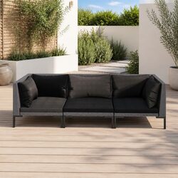 Grey 3 Piece Garden Lounge Set: Dimensions and Materials