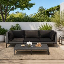 4 Piece Garden Lounge Set - Steel Frame & PE Rattan