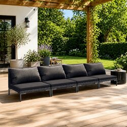 4-Piece Garden Lounge Set with Steel Frame and Cushions