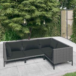 4-Piece Outdoor Lounge Set Specifications: Grey, PE Rattan