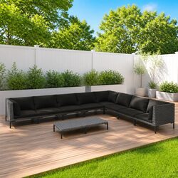 Specifications for 9-Piece Grey Rattan Outdoor Lounge Set