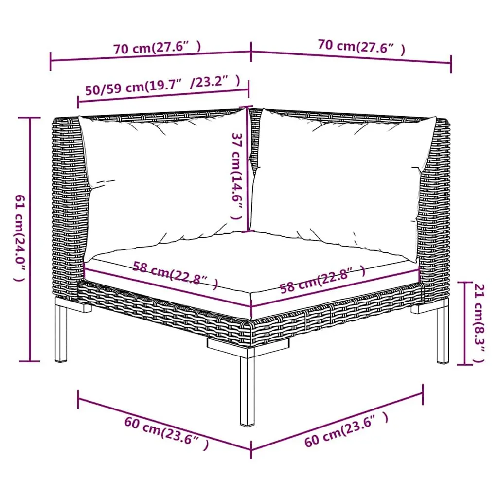 9 Piece Outdoor Garden Lounge Set Patio Furniture for Relaxing with Cushions Grey Rattan
