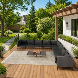 Garden Lounge Set 10 Piece Outdoor Furniture Poly Rattan Cushions Grey Patio