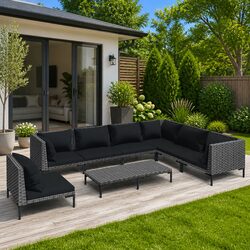 Specifications of the 8-Piece Grey Rattan Lounge Set