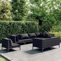 8-Piece Garden Lounge Set: Grey Cushions & Sturdy Frame