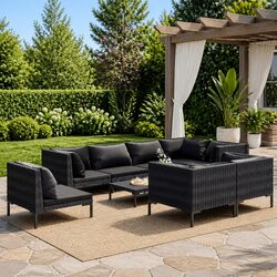 Specifications of 9-Piece Grey Garden Lounge Set
