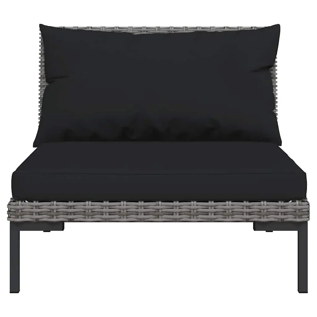 Outdoor Lounge Set 10 Piece Grey Poly Rattan with Cushions and Powder-Coated Steel Frame for Garden Patio Furniture