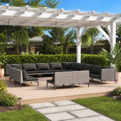 13 Piece Garden Lounge Set: Dimensions and Materials